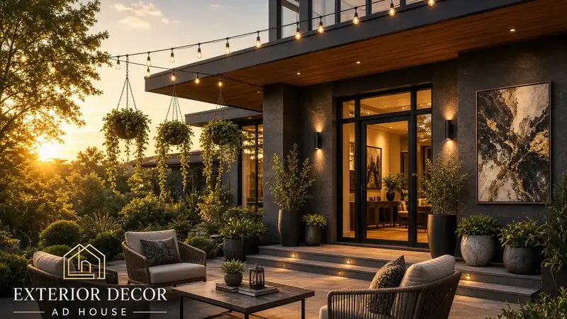 Home exterior decoration with greenery, entrance and yard arrangement